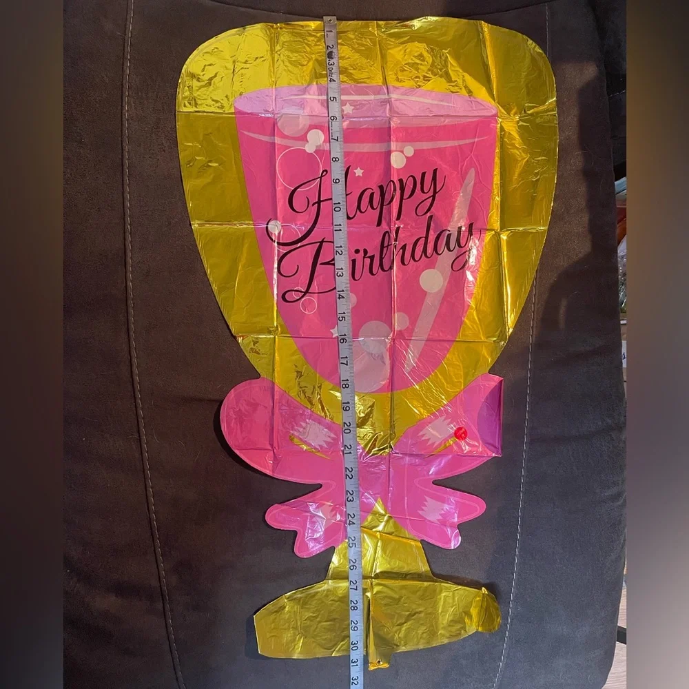 EXTRA LARGE Mylar Pink Happy Birthday Wine/Champagne Glass Balloon